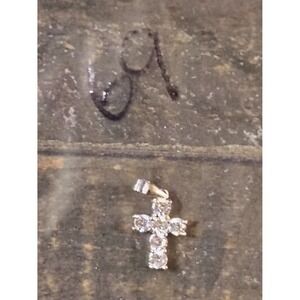 Fas 925 Sterling Silver Cubic Zirconia CZ Cross Charm Pendant Tapered bail
